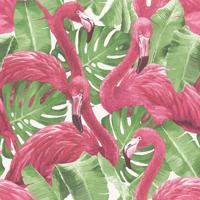 Noordwand Behang Flamingo and Monstera roze - thumbnail