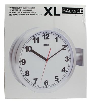 Stationsklok 15" dubbelzijdig zilver Stationsklok 15" dubbelzijdig zilver
