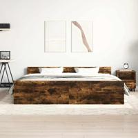 Bedframe met hoofd- en voeteneinde gerookt eiken 160x200 cm - thumbnail