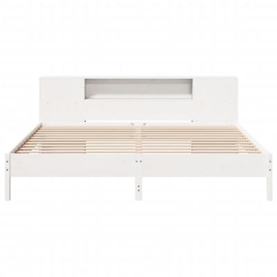 Bed met boekenkast zonder matras grenenhout wit 180x200 cm