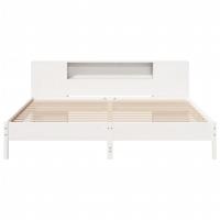 Bed met boekenkast zonder matras grenenhout wit 180x200 cm - thumbnail
