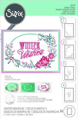 Sizzix • layered stencils a6 winter wishes nr.3 4pcs