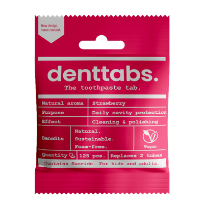Denttabs Tandpasta tabletten - met fluor - aardbei