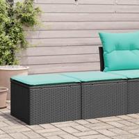 2-delige Loungeset met kussens poly rattan acacia zwart - thumbnail