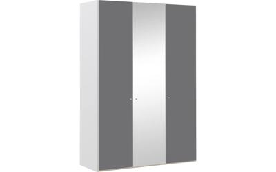 Goossens Kledingkast Easy Storage Ddk, Kledingkast 153 cm breed, 220 cm hoog, 2x glas draaideur en 1x spiegel draaideur midden