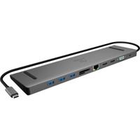 ICY BOX USB-C docking station voor Windows, 2x HDMI, LAN, Power Delivery, USB 3.0 hub, kaartlezer, audio, aluminium, grijs - thumbnail