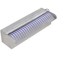 VidaXL Zwembadwaterval met led's rechthoekig 30 cm roestvrij staal - thumbnail