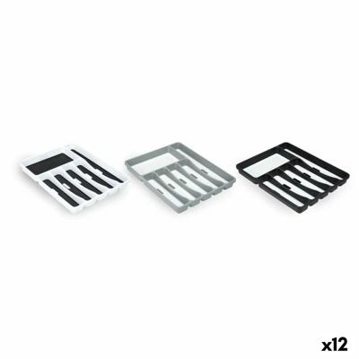 Bestekorganizer Kinvara Wit Zwart Grijs Natuurlijk rubber Polypropyleen TPR 32,5 x 4,5 x 40,5 cm (12 Stuks)