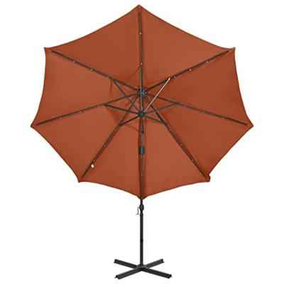 VidaXL Zweefparasol met paal en led-verlichting 300 cm terracottakleur