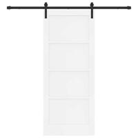 Schuifdeur Wit en zwart 83 x 202 cm Massief grenenhout en staal - thumbnail