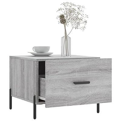 Salontafel 50x50x40 cm bewerkt hout grijs sonoma eiken