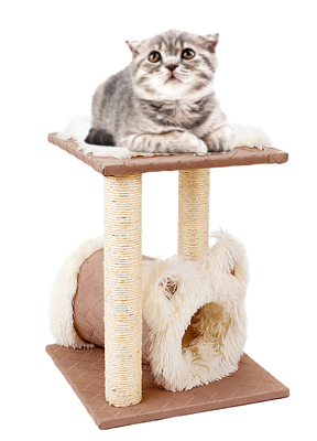 Nobleza Kattenmeubel met holletje en plateau - Wit fluffy - 49 cm