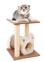 Nobleza Kattenmeubel met holletje en plateau - Wit fluffy - 49 cm - thumbnail