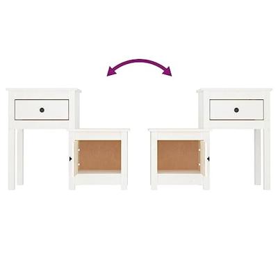 Nachtkastje 79,5x38x65,5 cm massief grenenhout wit