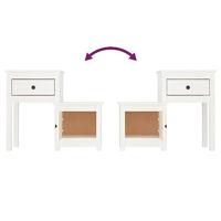 Nachtkastje 79,5x38x65,5 cm massief grenenhout wit - thumbnail