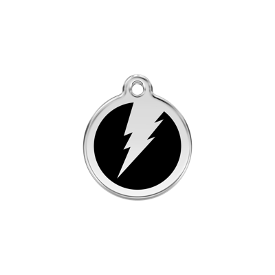 Flash Black roestvrijstalen hondenpenning small/klein dia. 2 cm RedDingo - Reddingo