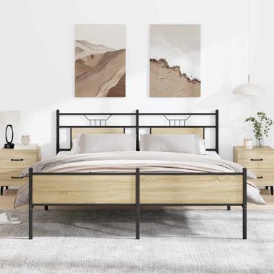 Bedframe zonder matras metaal sonoma eikenkleurig 180x200 cm - thumbnail