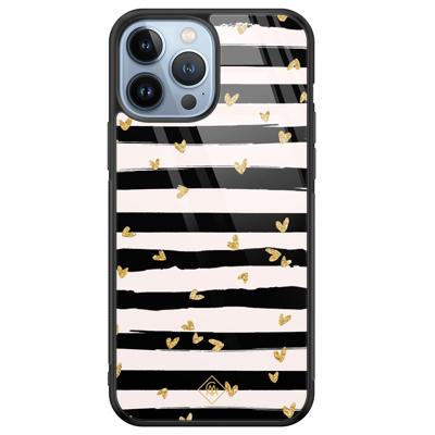iPhone 13 Pro Max glazen hardcase - Hart streepjes