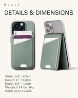 Mujjo Magsafe lederen card portomonee stand - Green Smoke - thumbnail