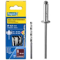 Rapid High performance blindklinknagels Ø4,8 x 25 mm, 50 stuks + boor - 5000392 - 5000392 - thumbnail