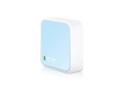 TP-Link TL-WR802N N300 WLAN nano-router (draagbaar, accesspoint, tv-adapter, repeater, router, client, 300 Mbit/s (2,4 GHz), Media, FTP server), blauw/wit