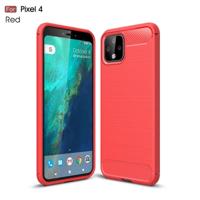 Geborsteld textuur koolstofvezel TPU Case voor Google pixel 4 (rood) - thumbnail
