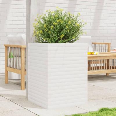 Plantenbak 50x50x68,5 cm massief grenenhout wit