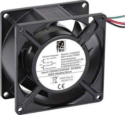 TRU COMPONENTS TC-NA8038-D Axiaalventilator 230 V/AC, 120 V/AC 85 m³/h (l x b x h) 80 x 80 x 38 mm
