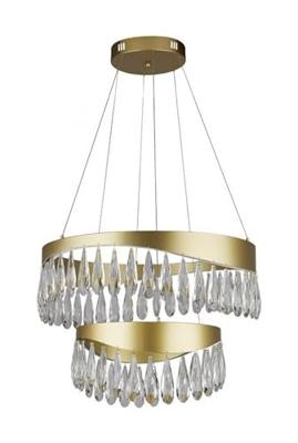 Searchlight HanglampJewel 2-rings goud met kristal - 19210-2GO