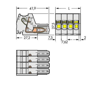 WAGO 831-3105 Female behuizing (kabel) 831 Totaal aantal polen: 5 Rastermaat: 7.62 mm Inhoud: 24 stuk(s)