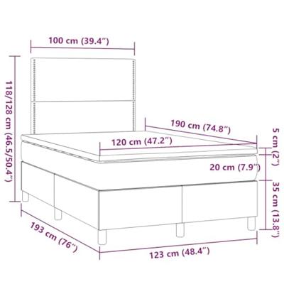 Boxspring met matras stof donkergrijs 120x190 cm