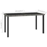 Tuintafel 140x70x73 cm poly rattan grijs - thumbnail