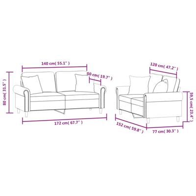 2-delige Loungeset met kussens fluweel zwart - thumbnail
