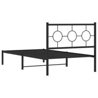 Bedframe met hoofdbord metaal zwart 100x190 cm - thumbnail