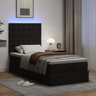 Ottoman bed met matras en LED's 80x200cm kunstleer zwart