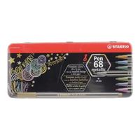 Stabilo pen 68 metallic metalen doos viltstiften, 8st. - thumbnail