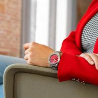 Festina F20622/B Horloge Boyfriend staal zilverkleurig-rood 37 mm - thumbnail