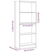 Boekenkast 60x24x143 cm bewerkt hout gerookt eikenkleurig - thumbnail