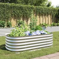 VidaXL Plantenbak verhoogd 160x80x44 cm gegalvaniseerd staal zilver - thumbnail