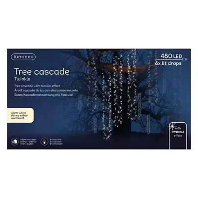 Lumineo Kerstverlichting Led Cascade Twinkel Zwart l200cm 480l - Warm wit Lumineo Kerstverlichting Led Cascade Twinkel Zwart l200cm 480l - Warm wit
