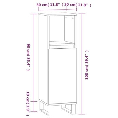 Badkamerkast 30x30x100 cm bewerkt hout grijs sonoma eikenkleur Badkamerkast 30x30x100 cm bewerkt hout grijs sonoma eikenkleur