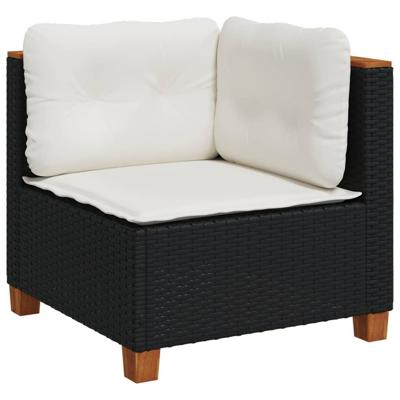 8-delige Loungeset met kussens poly rattan zwart - thumbnail