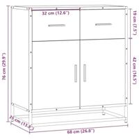 Dressoir 68x35x76 cm bewerkt hout bruin eikenkleur - thumbnail