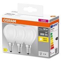 OSRAM HOMELIGHTING 4058075592599 LED-lamp Energielabel D (A - G) E14 Kogel 5.5 W = 60 W Warmwit (Ø x h) 45 mm x 45 mm 3 stuk(s) - thumbnail