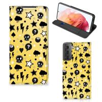 Mobiel BookCase Samsung Galaxy S21 Punk Geel - thumbnail