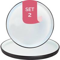 Maastricht Porselein Bord Cosmic 20 cm Zwart Wit Porselein 2 stuks - thumbnail