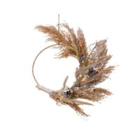 Krans met droogbloemen met verlichting - thumbnail