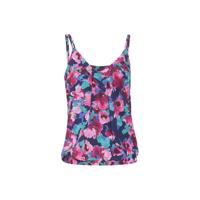 Cassis top met bloemenprint roze/groen/blauw - thumbnail