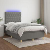 Boxspring met matras en LED stof donkergrijs 120x200 cm - thumbnail