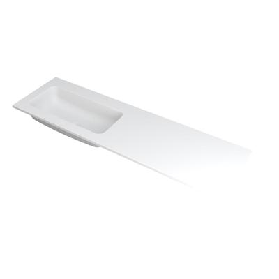 INK Faktor Wastafel Polystone Links Zonder Kraangat - 1600x450x15 mm - Mat Wit